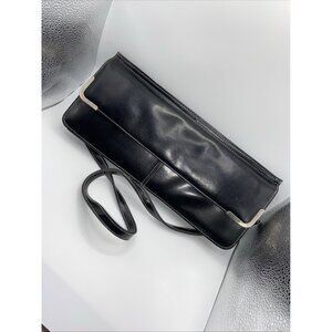 Vintage Cato Black faux Leather Shoulder Bag With Silver Metal Accents & removab